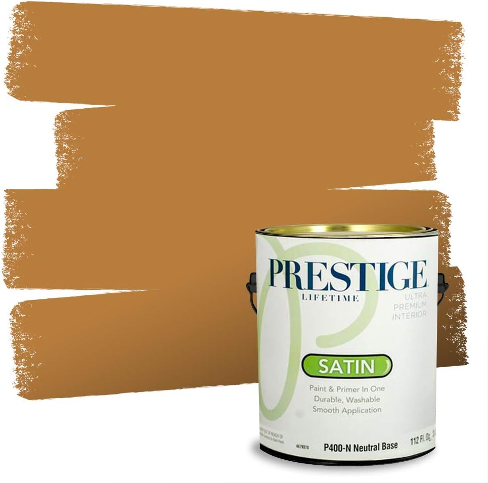 PRESTIGE Paints Exterior Paint and Primer In One, 1-Gallon, Satin, Comparable Match of Sherwin Williams* Cachet Cream*
