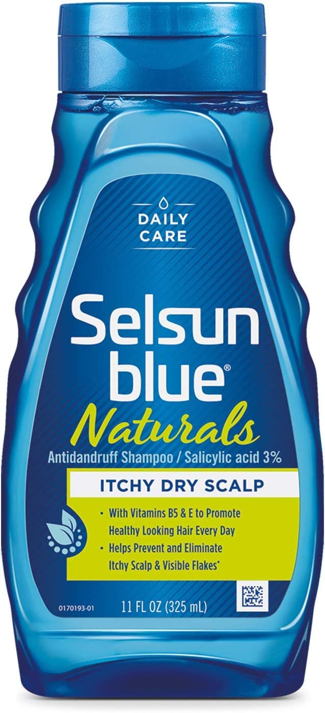 Selsun Blue Naturals Itchy Dry Scalp Antidandruff Shampoo, Extra-Hydrating Formula With Vitamins B3 and E, 11 fl. oz.