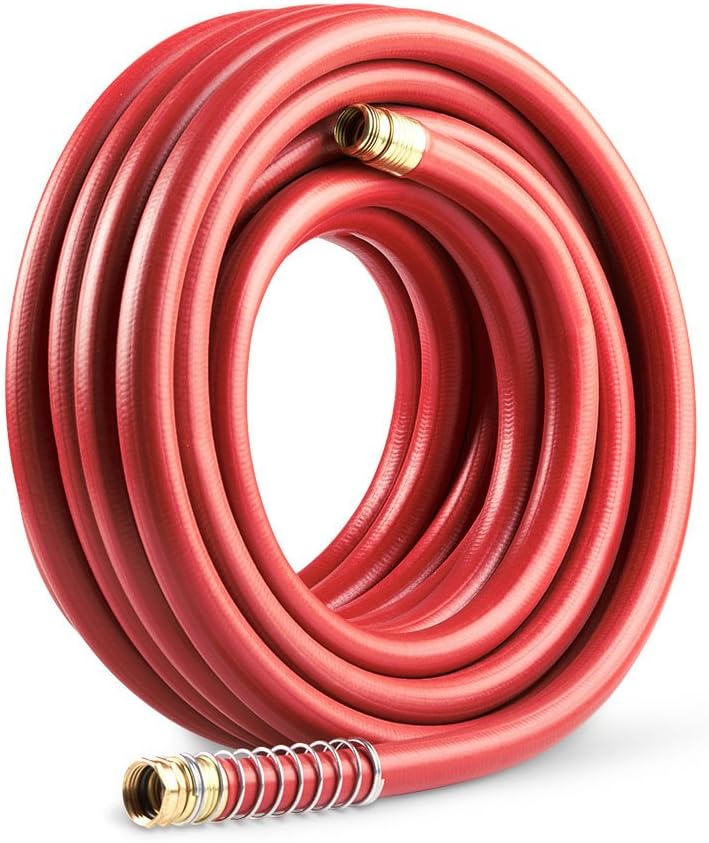 Gilmour 840251-1001 Pro Commercial Hose 3/4 inch x 25 feet, Red | 400 PSI burst strength, leak-proof brass O-ring fittings