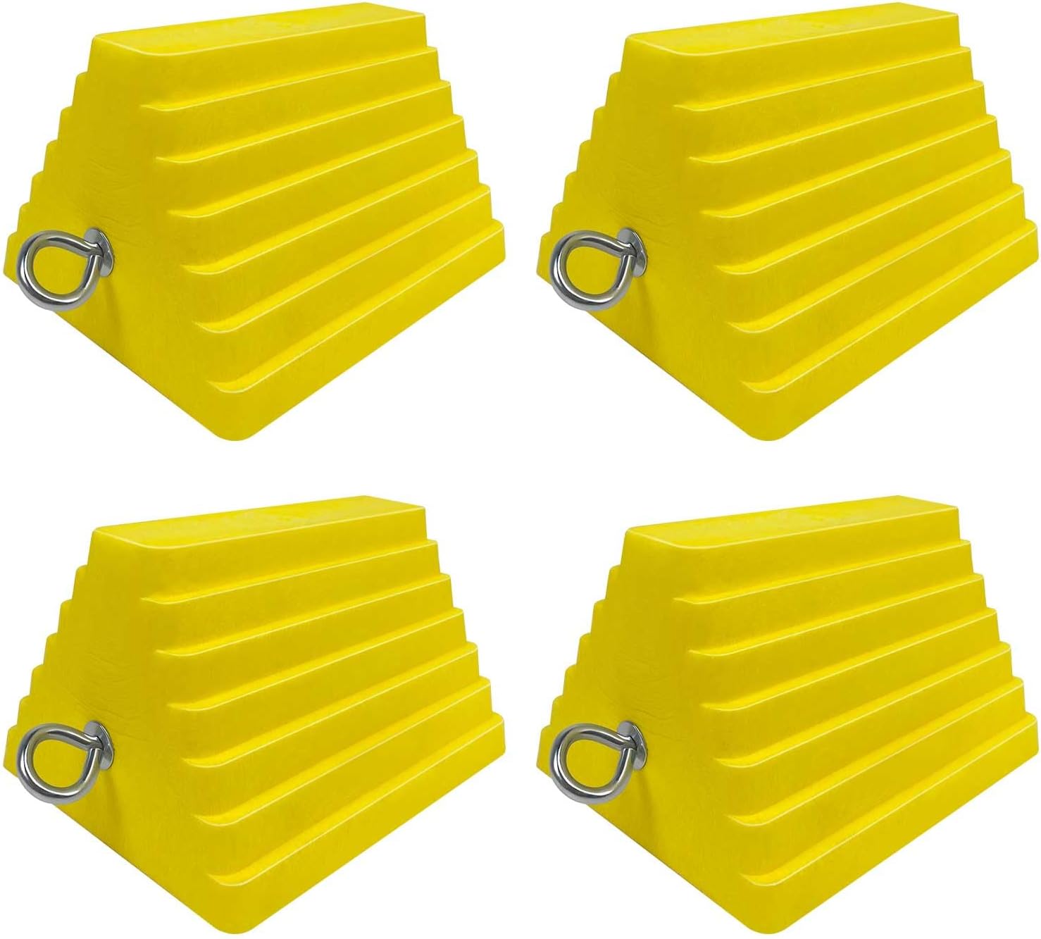 ROBLOCK 2 Pack Wheel Chocks Heavy Duty Orange with Eyebolt for Travel Trailer, 10" Length x 8" Width x 5.7" Height