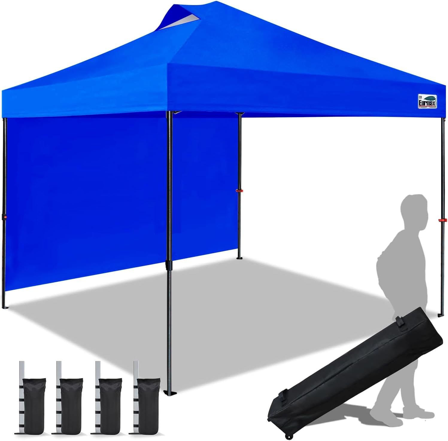Eurmax USA 10x10 Pop Up Canopy Tent,Commercial Tent with Patented No-Tip Rolling Bag,4 Zippered Removable Walls,UV & Water Resistant Canopy Top,Heavy Duty Outdoor Gazebo,Instant Shelter(White)