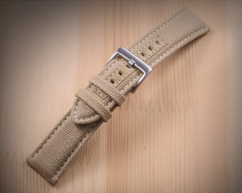 hemsut h Canvas Watch Bands, Quick Release Military Watch Strap, Fabric Replacement 18mm Watch Bands for Men