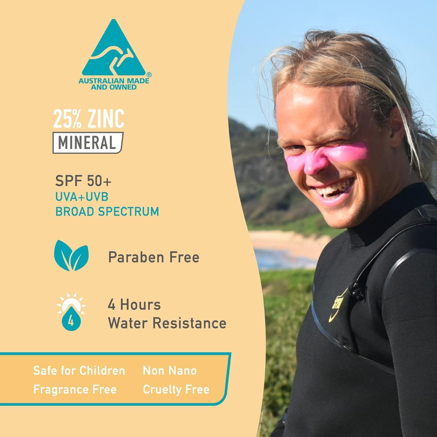 Sun Zapper Zinc Oxide Sunscreen Stick SPF 50+ Light Skin Tone – Mineral Sunscreen for Face and Body, Water Resistant Sunblock for Sensitive Skin,Travel Size 12g (0.42 oz), Australian Made