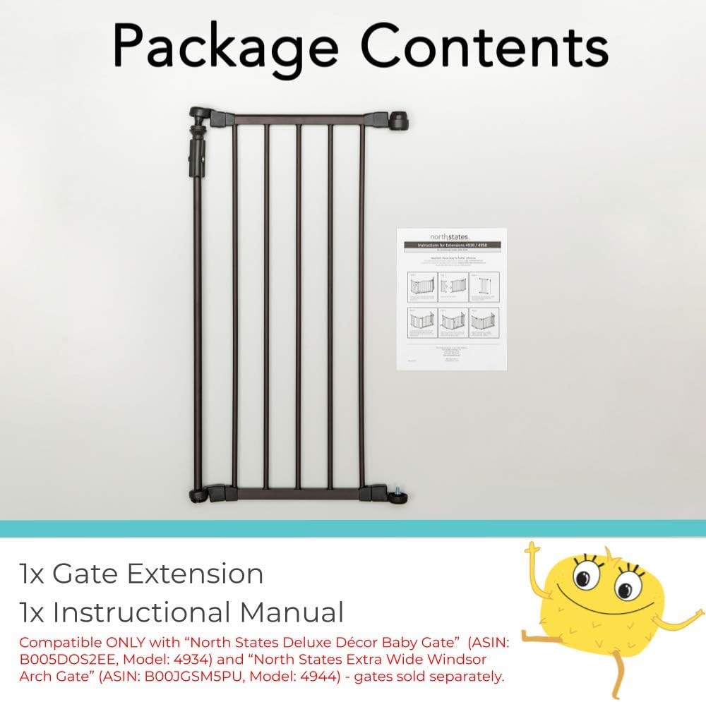Toddleroo by North States - Deluxe Décor Safety Gate: Hardware Mounted Extra Wide Metal Baby Gate - Adjustable Child Gate - 38.3 to 72 Inches Wide - 30 Inches Tall - Matte Bronze