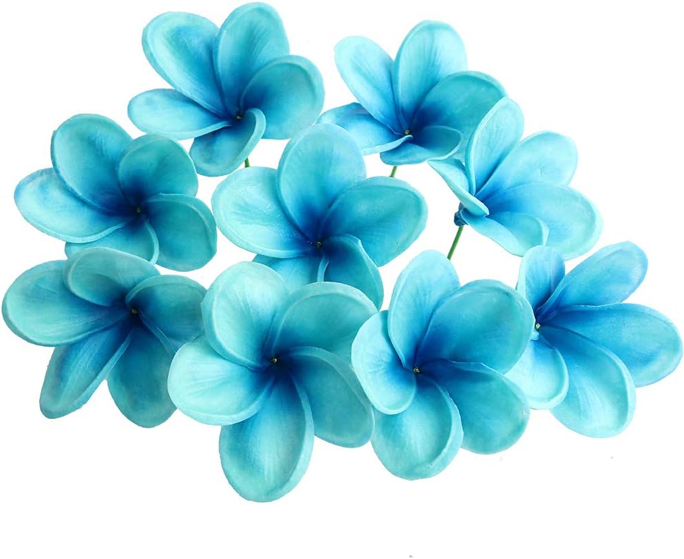 10PCS Artificial Plumeria Flowers with Stem, Apricot | Natural Real Touch,DIY Cake Decoration, Hawaiian Part, Luau Decor, Wedding Bouquets