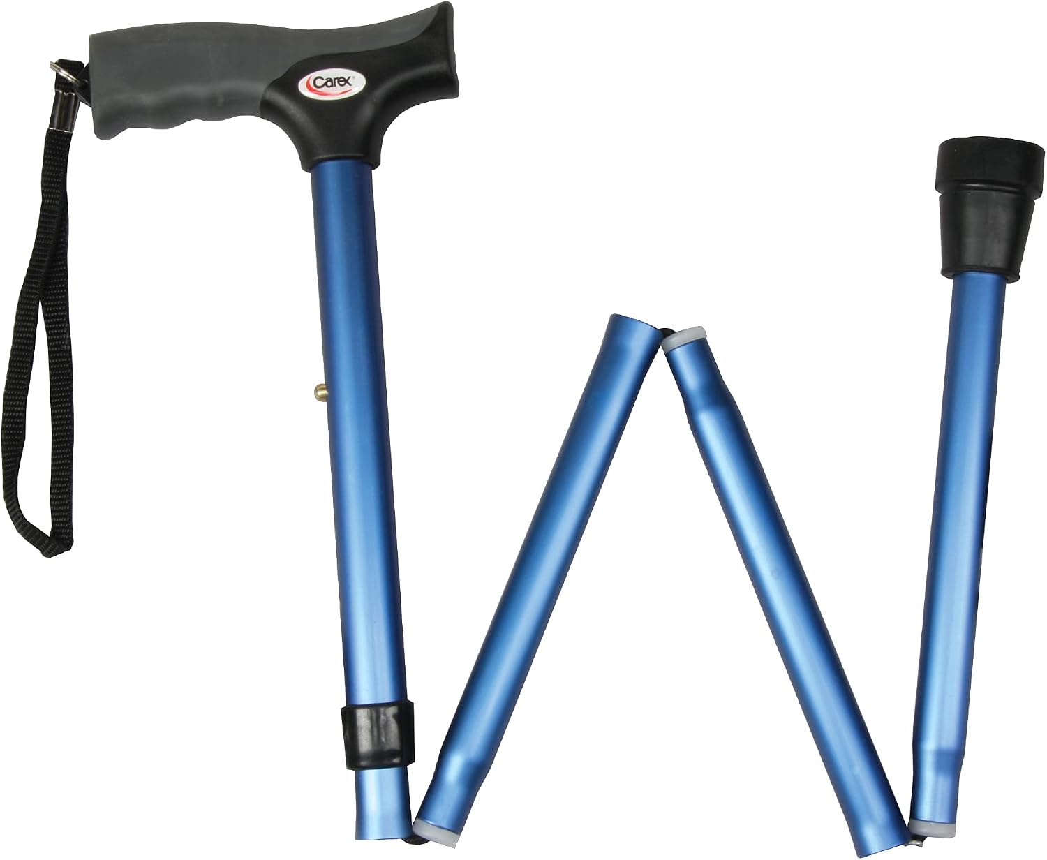 Carex Soft Grip Folding Cane - Foldable Walking Cane For Men and Women - Adjustable Height (33"-37"), Anti-Slip Rubber Tip, Soft Derby Style Ergonomic Handle, Black Cane