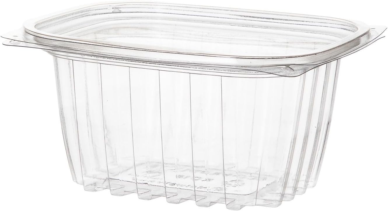 Eco-Products EPRC32 Renewable & Compostable Rectangular Deli Containers - 32oz., 50 Per Pack (Case of 4 Packs), clear