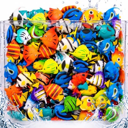 Weewooday 20 Pcs Artificial Moving Fishes Plastic, Random Fish