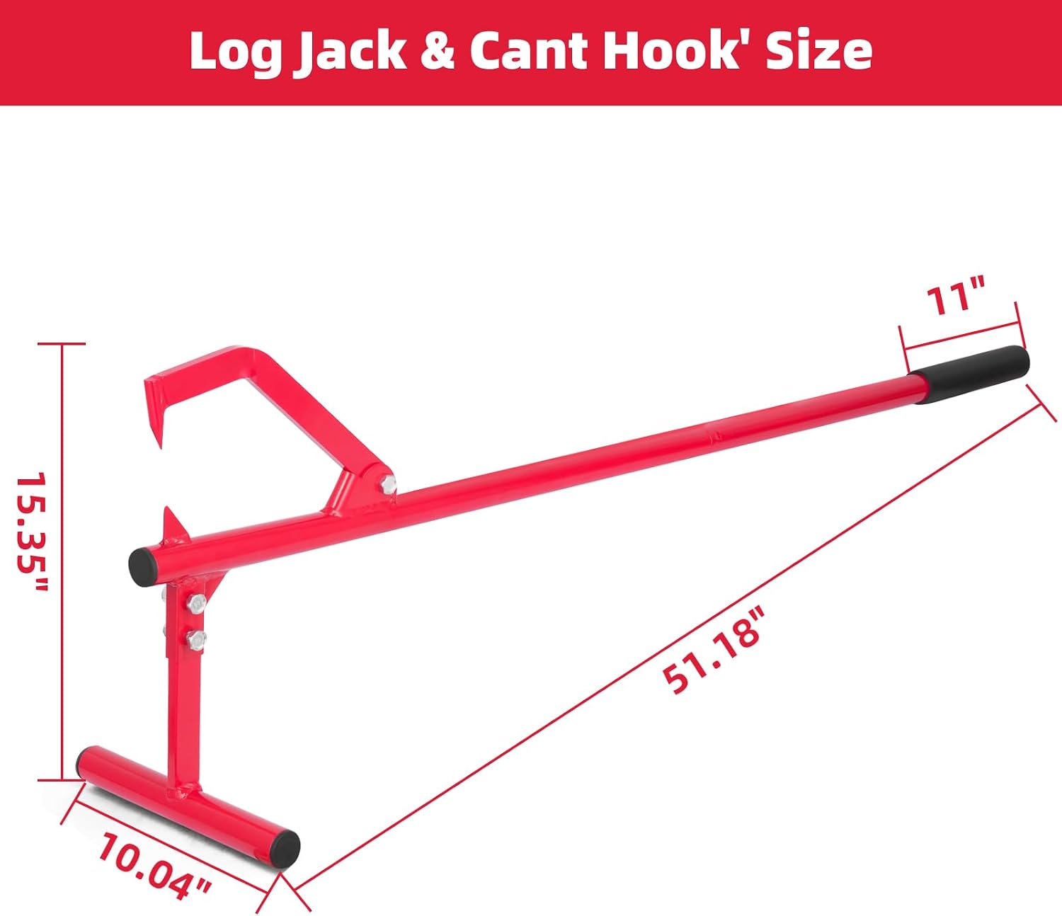 51.18"" Timberjack Log Lifter, Adjustable Log Roller Cant Hook, Heavy-Duty Carbon Steel Log Jack for Rolling and Raising Up The Logs, Log Roller Tool