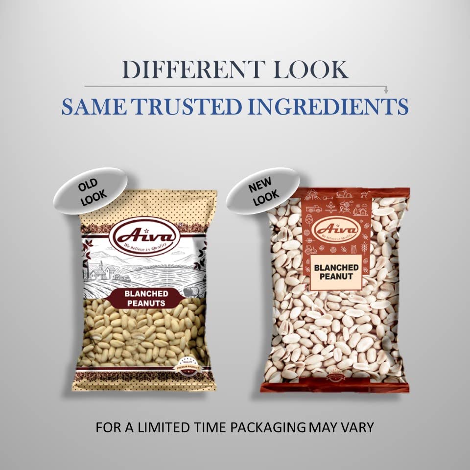 Aiva Blanched Peanuts Skinless, Blanched Raw, Uncooked Gourmet Quality Nut USA Grown 5 LB