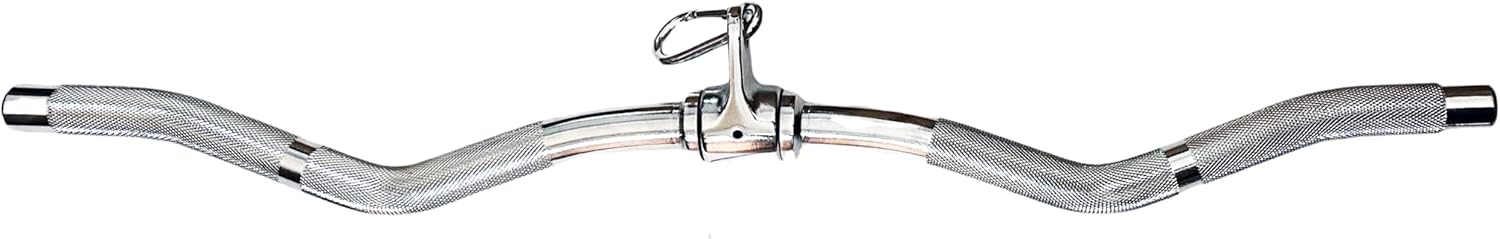 Revolving Lat Pulldown Bar for Cable Machine, Straight Bar with Rubber Grip - Tricep Press Down, Curl & Back Exercise Attachment for Home Gym