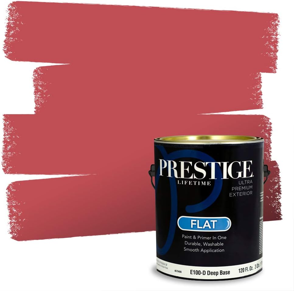 PRESTIGE Paints Exterior Paint and Primer In One, 1-Gallon, Satin, Comparable Match of Sherwin Williams* Grenadine*