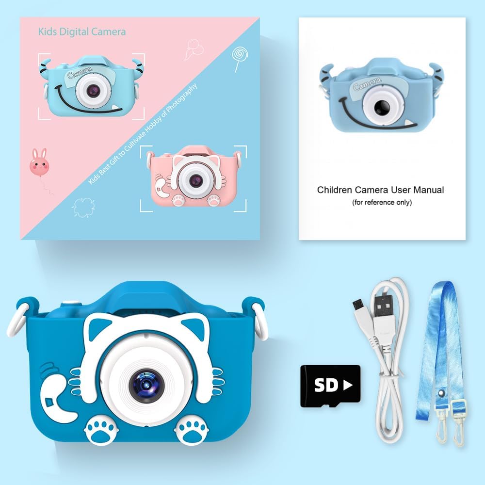 Goopow Kids Camera Toys for 3-8 Year Old Girls Boys,Children Digital Video Camcorder Camera with Cartoon Soft Cover, Best Chritmas Birthday Festival Gift for Kids