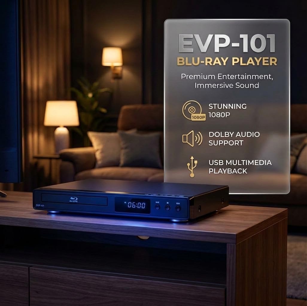 Blu Ray DVD Player, 1080P Home Theater Disc System, Play All DVDs and Region A 1 Blu-Rays