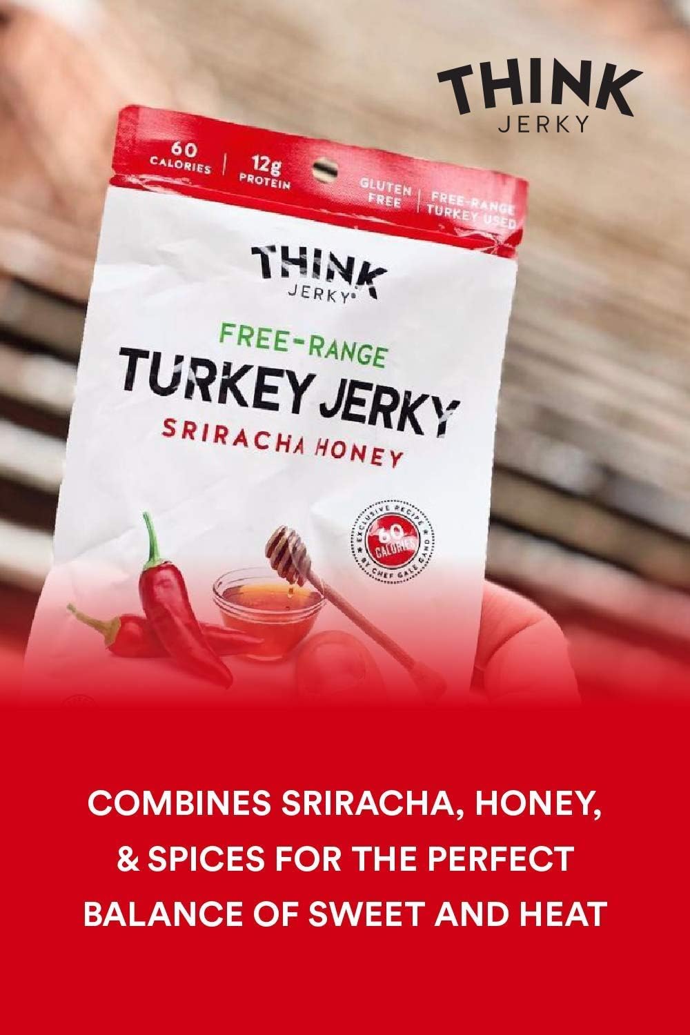 Think Jerky Sesame Teriyaki Beef Jerky, Grass-Fed High Protein Beef Jerky, Gluten Free, No Antibiotics or Nitrates, Healthy Chef Crafted Recipe, Low Calorie and Low Fat - 2.2 oz Bags, 4 Pack