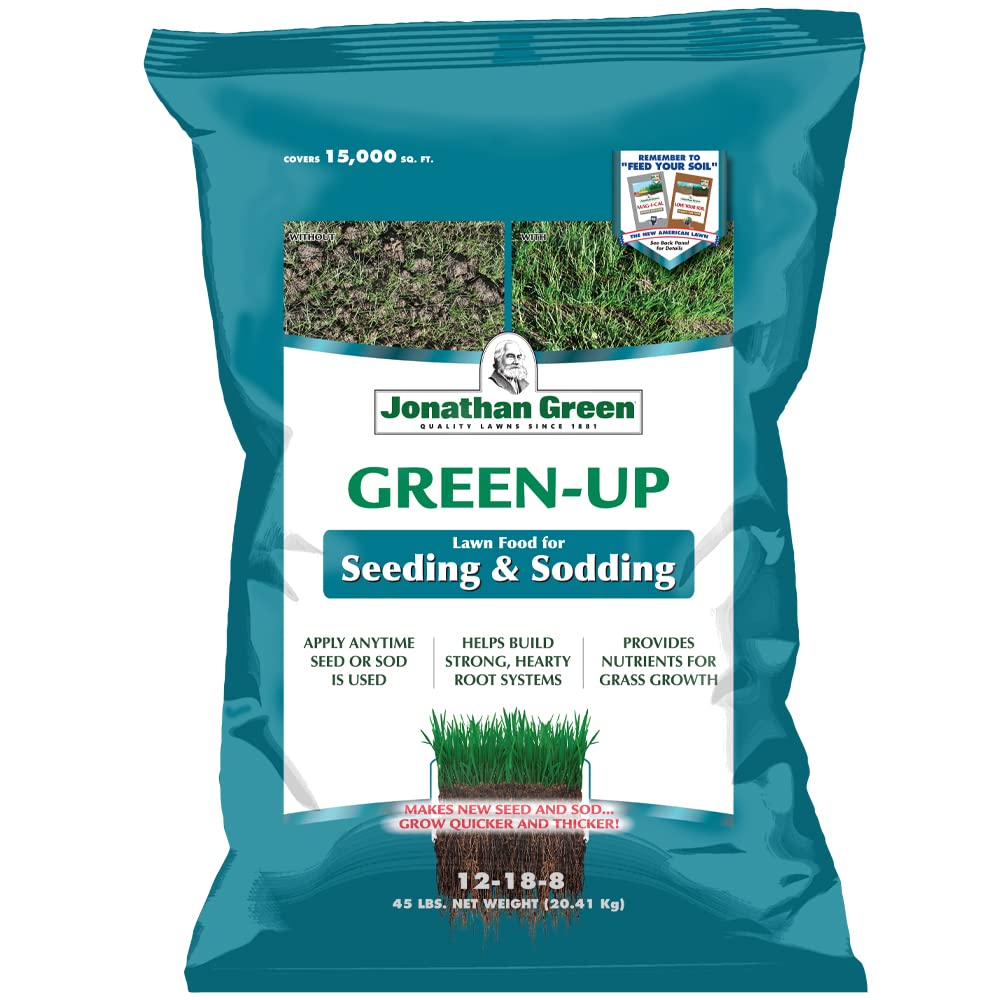 Jonathan Green (11543) Green-Up Lawn Food for Seeding & Sodding - 12-18-8 Grass Fertilizer (15,000 Sq. Ft.)