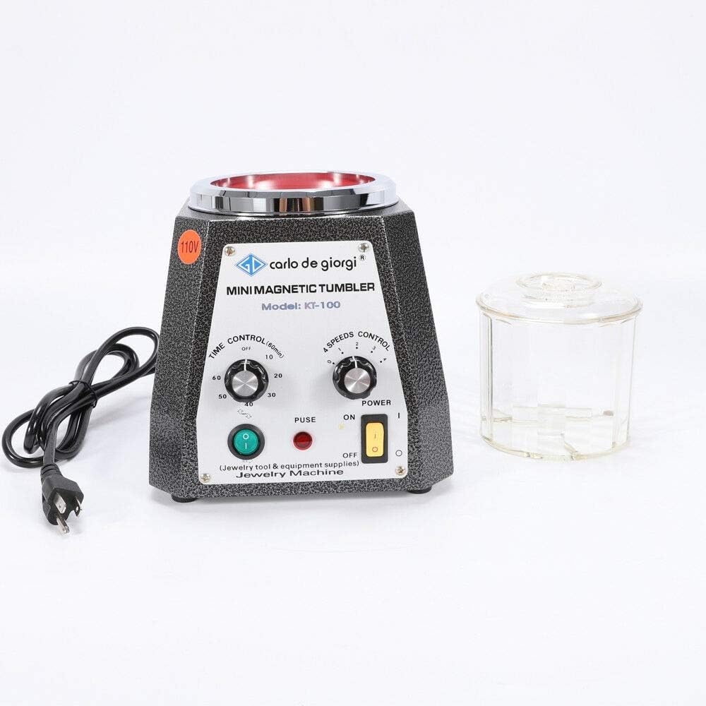 Magnetic Tumbler Jewelry Polisherm,4 Speed Mini Metal Magnetic Tumbler Polisher&Finisher Jewelry Polisher Finisher 100mm 110V