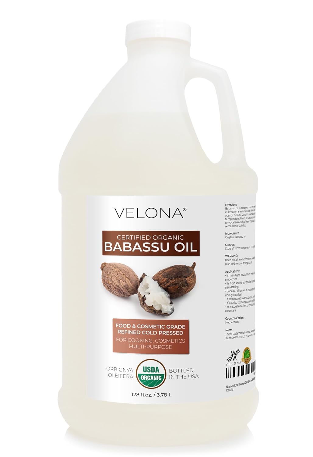 velona USDA Organic Pumpkin Seed Oil - 1 Gallon / 128 fl oz, Cold Pressed