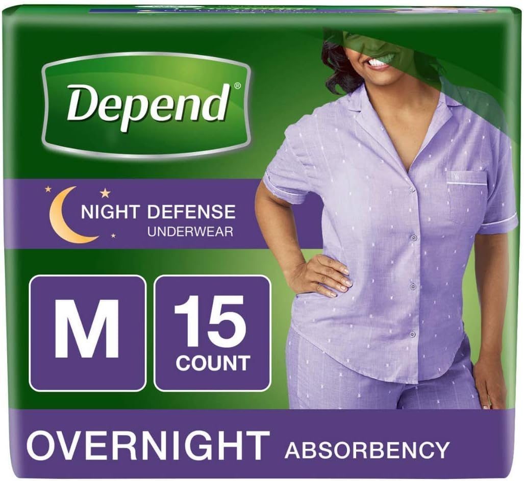 Medium Overnight Depends Women - Night Defense Incontinence Underwear, Purple