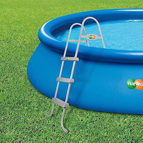 YUEWO 36" 2-Step Steel Frame Above Ground Swimming Pool Ladder with Non-Slip Plastic Steps for Entry and Exit System Swim Pools