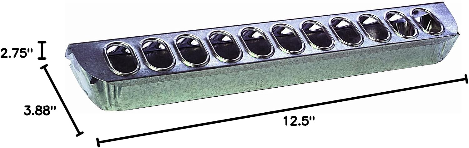 Little Giant® Slide-Top Poultry Ground Feeders | Galvanized Feeding Trough Tray | Durable and Lightweight Chicken Feeder | Made in USA | 12 Inches