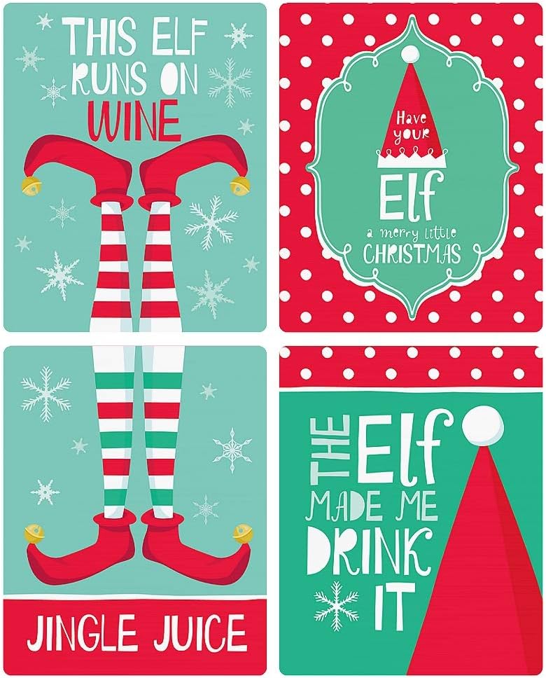 Big Dot of Happiness Ugly Sweater - Holiday and Christmas Wine Bottle Label Stickers - Set of 4