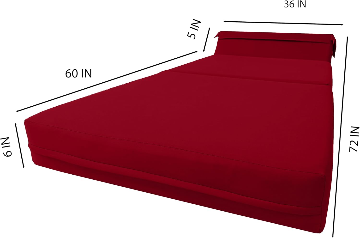 D&D Futon Furniture Sleeper Chair Folding Foam Bed, Portable Studio Guest Sofa Beds 6 x 36 x 70 Red