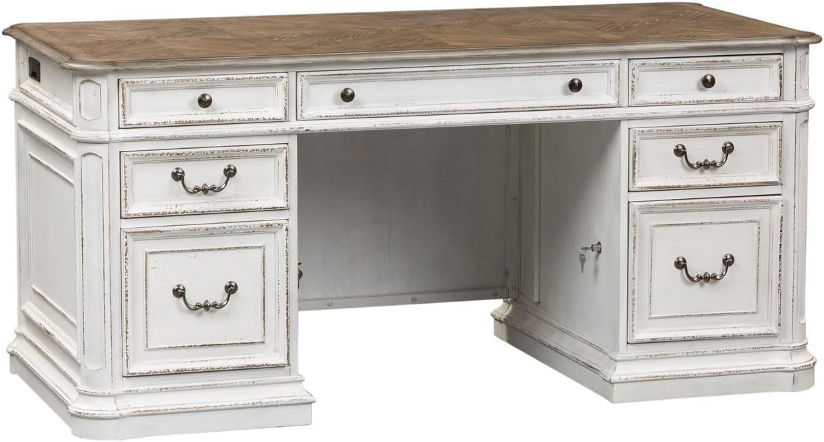 Liberty Furniture Industries Magnolia Manor Lift Top Writing Desk, W56 x D28 x H30, White