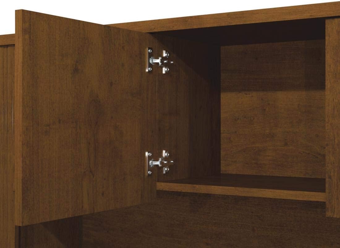 Bestar Embassy 66W U-Shaped Executive Desk with Pedestal and Hutch in Dark Chocolate | With Pedestal and Hutch, with Narrow Desk Shell, Desk Shell