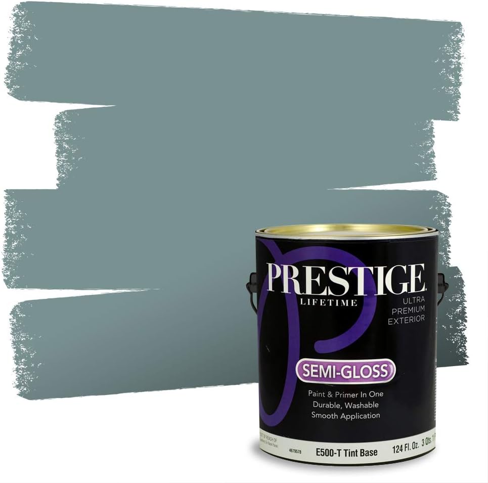 PRESTIGE Paints E100-T-SW6241 Exterior Paint and Primer in One, 1-Gallon, Flat, Comparable Match of Sherwin Williams Aleutian, 1 Gallon, SW18-Aleutian