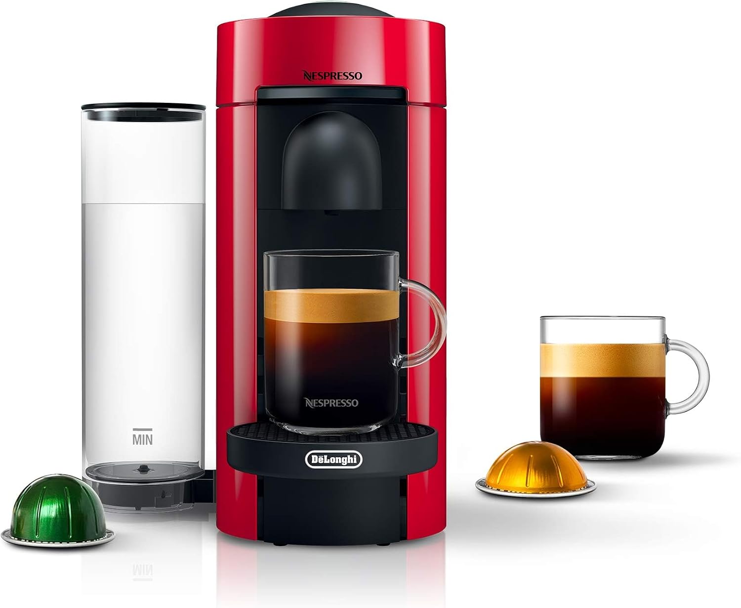 Nespresso Vertuo Plus Coffee & Espresso Maker by De'Longhi, Grey | Grey coffee machine that brews 4 cup sizes: 5 and 8 oz. coffee, plus single and double espresso, at the touch of a button.