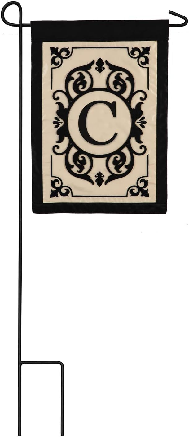 Cambridge Monogram Garden Applique Flag, Letter C - 13 x 1 x 18 Inches