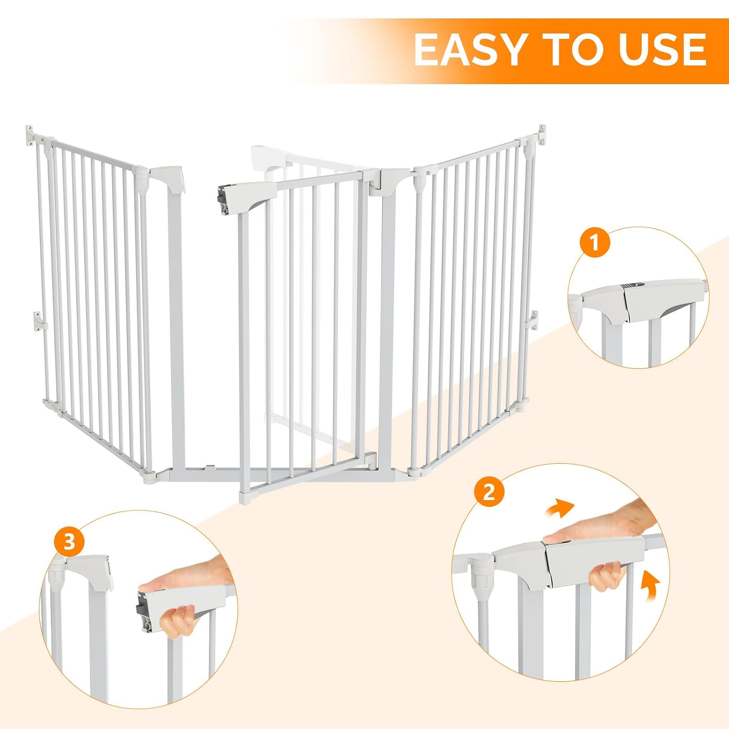 Bonnlo 134 Inches Wide Configurable Baby Gate, Fireplace Safety Fence/Guard, Adjustable 5-Panel Metal Play Yard for Toddler/Pet/Dog, Christmas Tree Fence, Includes 4 Pack of Wall Mounts, Black