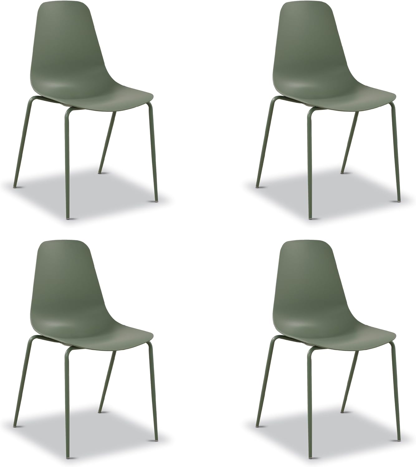 Poly & BARK Isla Modern Kitchen Chairs Set of 4 - Plastic Dining Chair with Metal Legs - Quick Assembly Simple Cafe Chairs Plastic for Indoor or