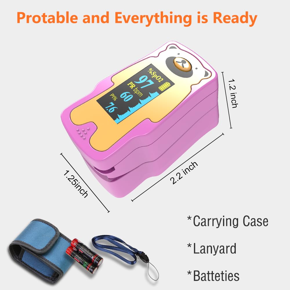 Pediatric Pulse Oximeter, OLED Display Oxygen Monitor Fingertip for Children, Baby & Kids, Blood Oxygen Saturation Monitor (SpO2)