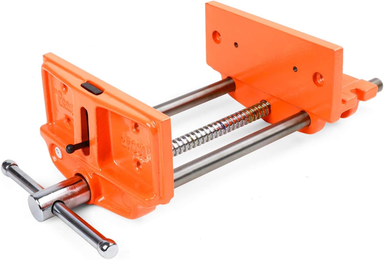Pony Jorgensen 27091 Medium Duty Woodworker's Vise, Orange, Grey, 9-Inch By 7-Inch | 7" Jaw Width, 9" Maximum Opening, Bench Vice for Medium Duty Home