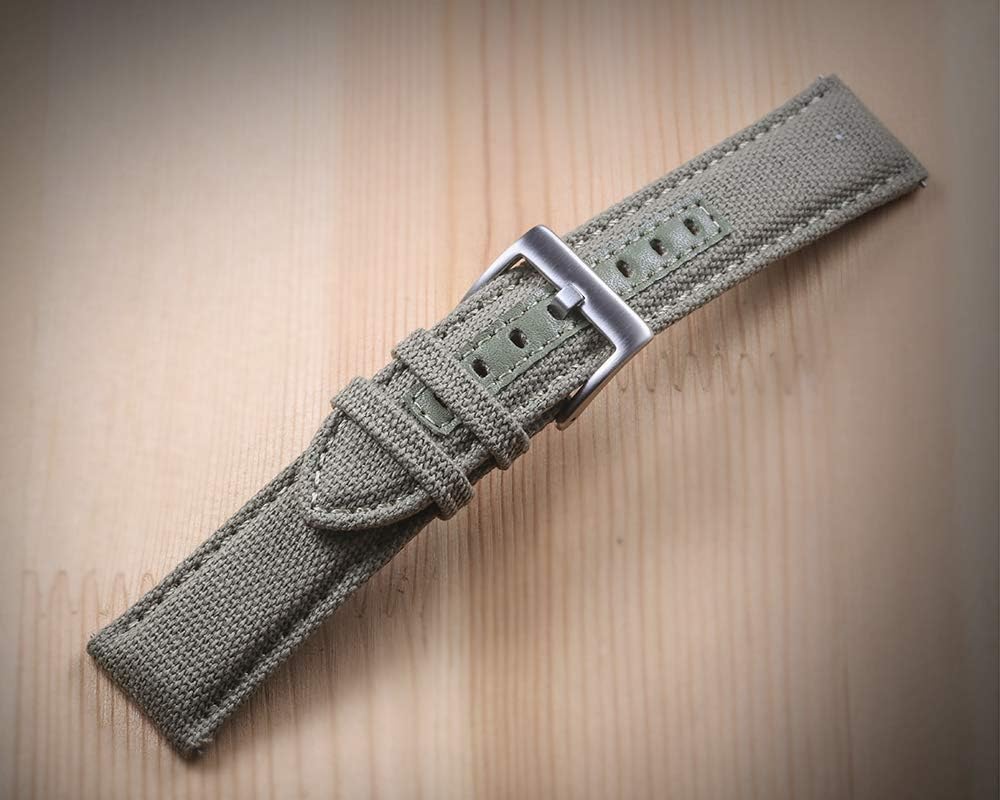 hemsut h Canvas Watch Bands, Quick Release Military Watch Strap, Fabric Replacement 18mm Watch Bands for Men