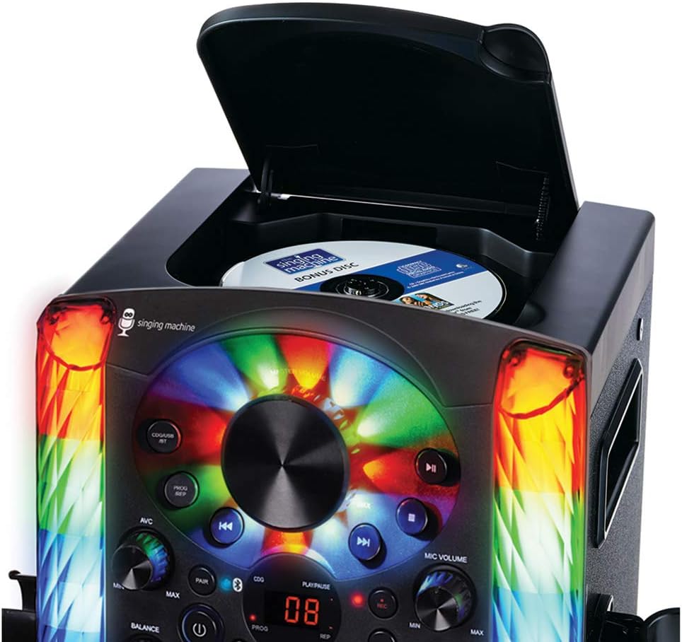 Singing Machine SML625BTBKD Karaoke Machine, Portable Bluetooth CD+G Karaoke System, Black