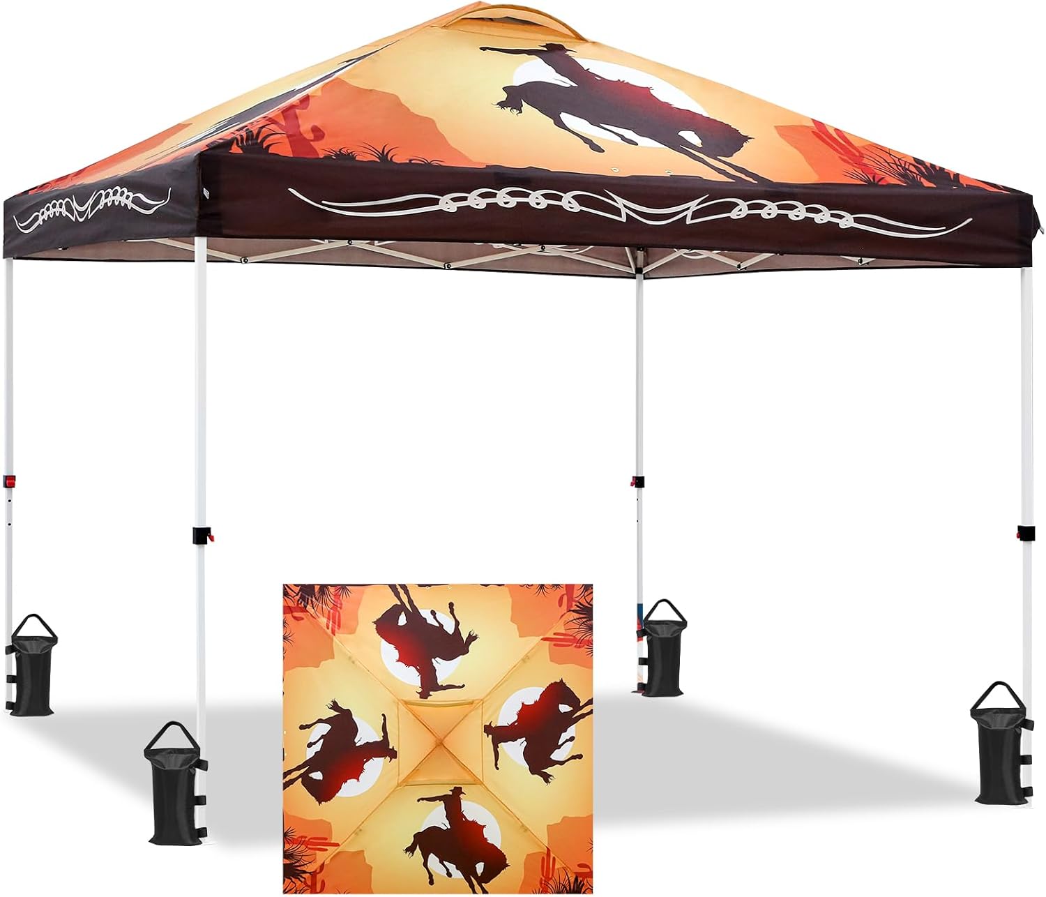 EAGLE PEAK 10x10 Pop Up Canopy Tent Easy Up Canopy Outdoor, White | Patented PeakPush™ Center Lock, 1 Person Setup Portable Pop Up Tent, Beach, Markets, Camping Sport Events, Wheeled Carry Bag