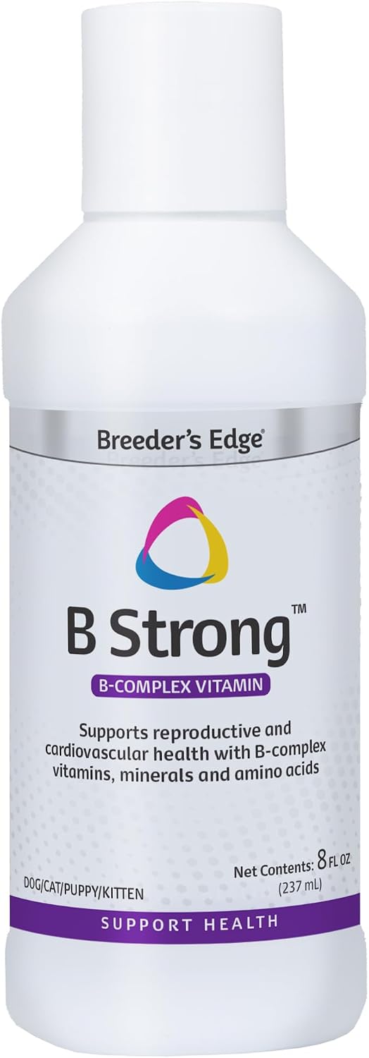 Breeder’s Edge B Strong Powder, B-Complex Vitamin Supplement for Dogs and Cats, Supports Reproductive Health, Promotes Normal Heat Cycles, and Helps Maintain Energy, 300g