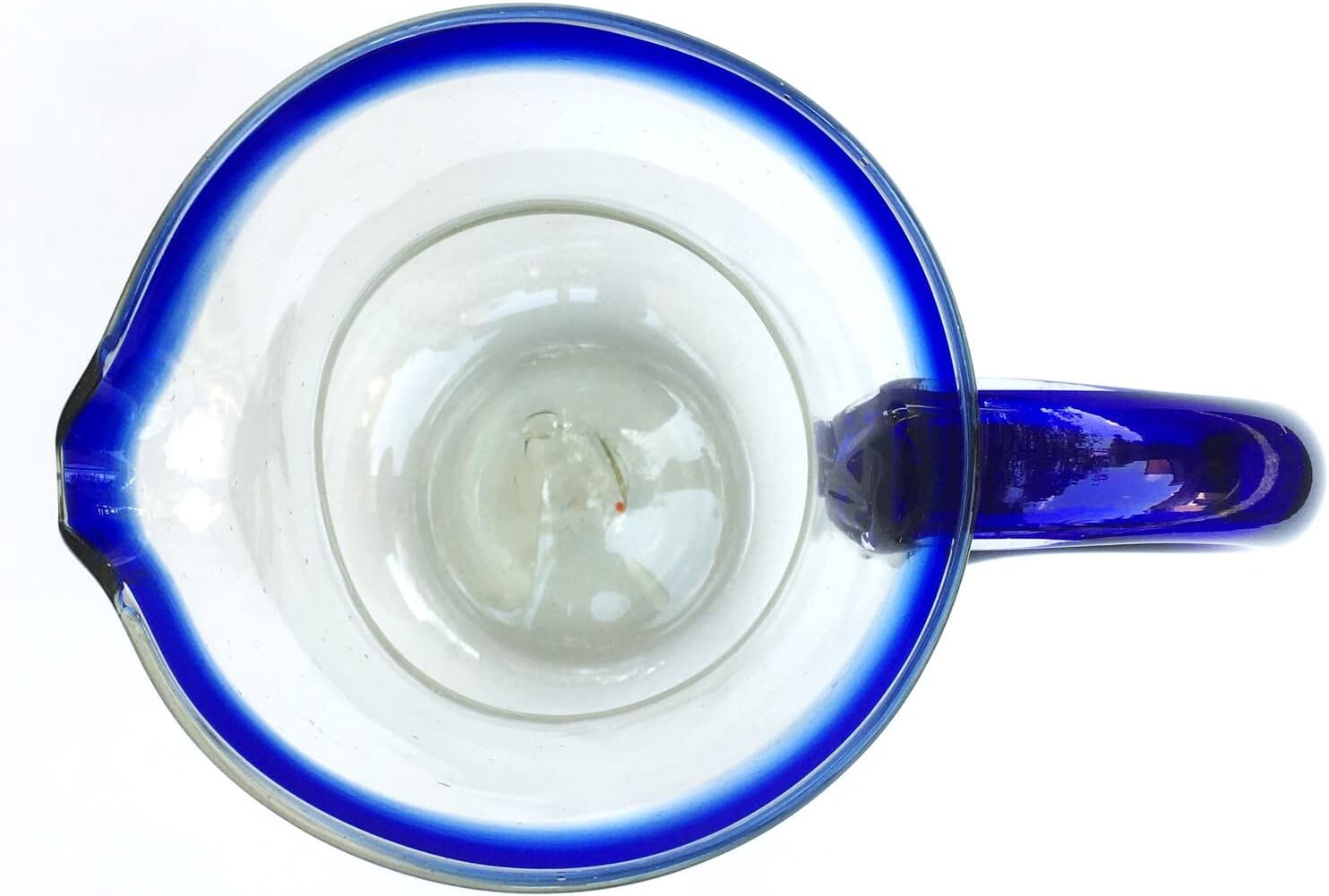 Cobalt Blue Rim 120 oz Pitcher and 6 Drinking Glasses set, Recycled Glass, Lead-free, Toxin-Free (Pitcher & Glasses)