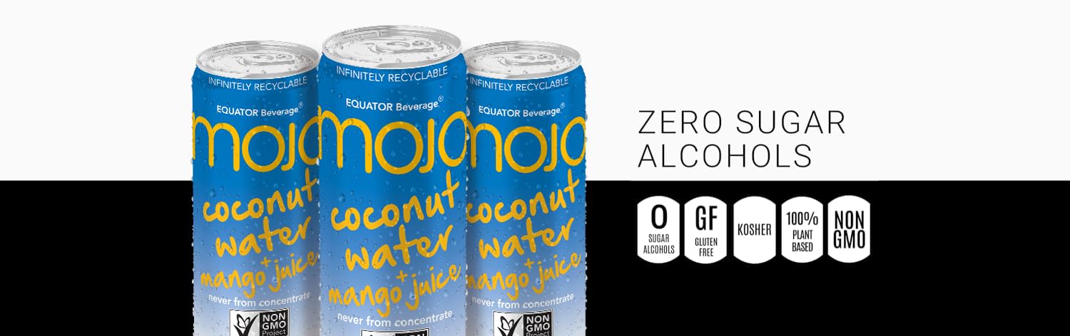 MOJO Coconut Water + Mango, Hydration, Electrolytes, Non-GMO, 11.1 oz, 12 Pk