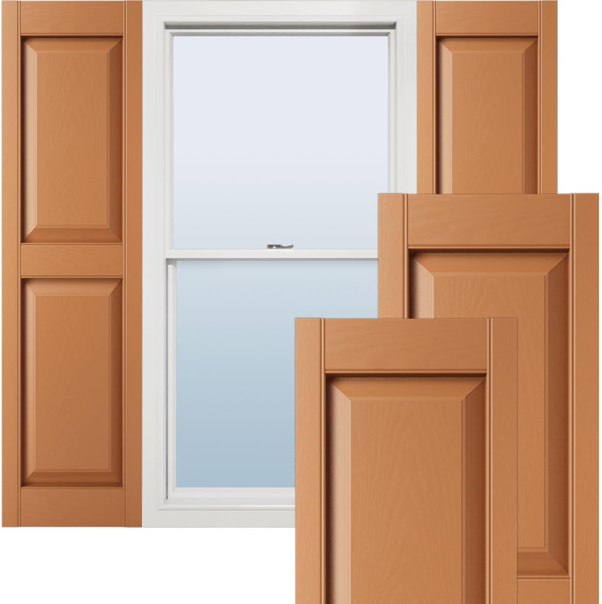 Ekena Millwork Lifetime Vinyl LP2S14X06300BL Standard Two Equal Panel Vinyls, Raised Panel Vinyl Shutters, w/Installation Shutter-Lok's & Matching Screws (Per Pair), 14.75"W x 63"H, Black
