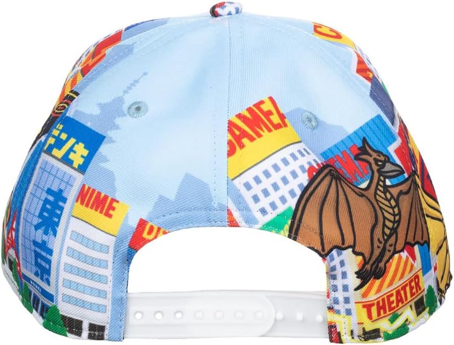 Bioworld Godzilla Cityscape Monsters Cartoon All Over Print Snapback Hat for Men