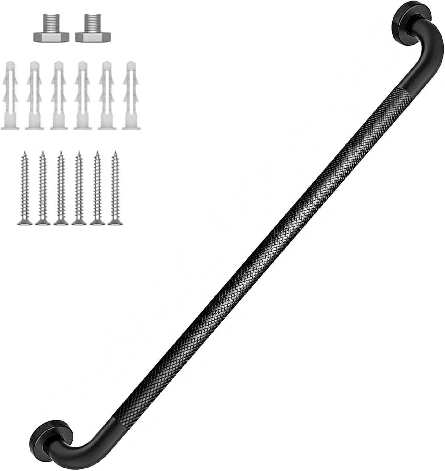 12 Inch Shower Grab Bar 1.25" Dia,Brushed Nickel Anti Slip Bathroom Grab Bar, 304 Stainless Steel Knurled Handicap Grab Bars, Safety Support Handrail,Bath Shower Handle for Elderly Injury Senior