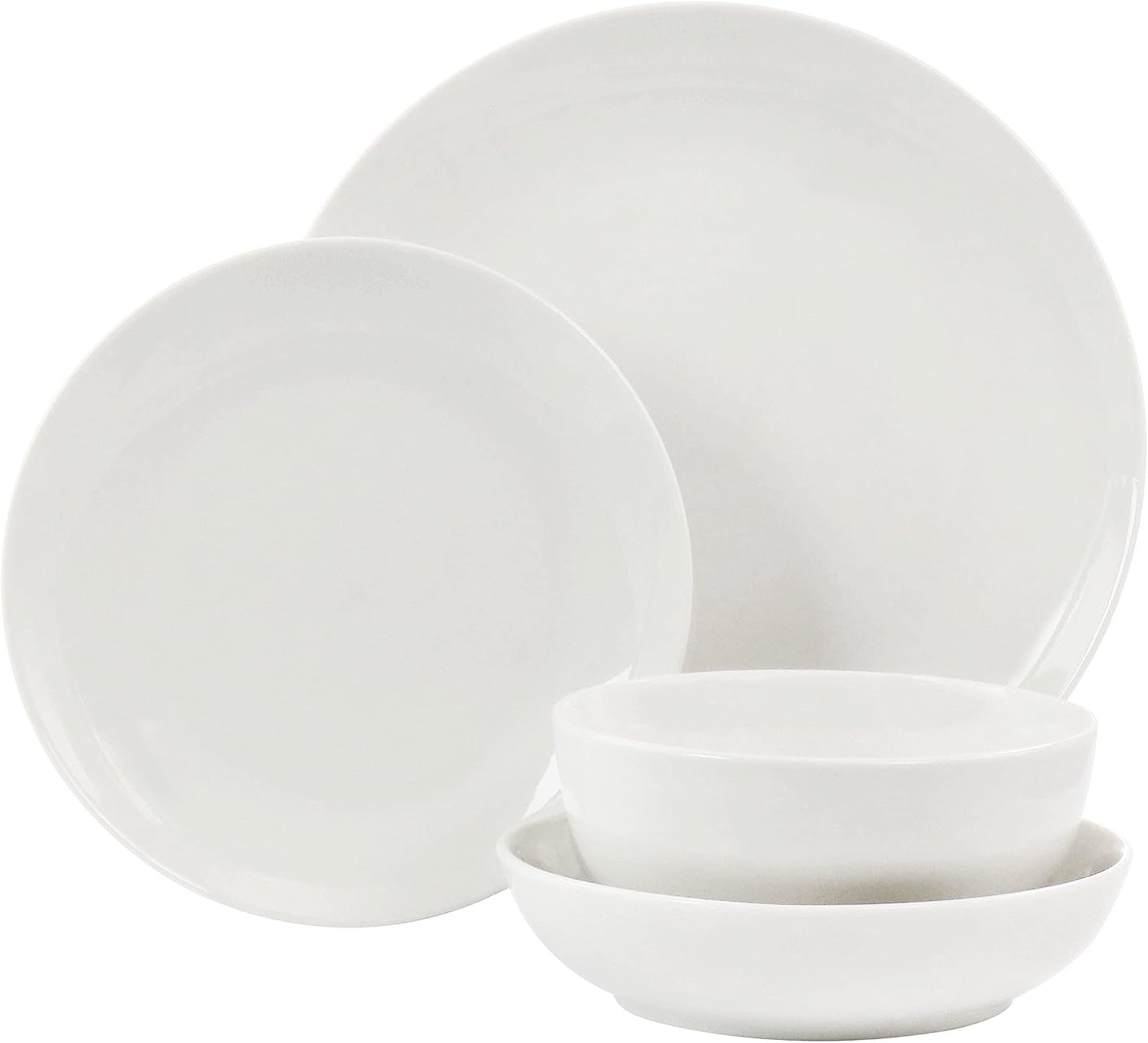 Elama White Porcelain Dish Dinnerware Set, 18 Piece, Newman