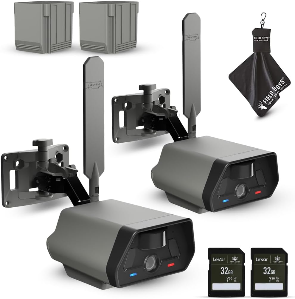 TACTACAM Defend Cellular Security Camera 2-Pack Bundle – 2 Rechargeable Batteries + 2 Lexar 32GB SD Cards – 4G LTE