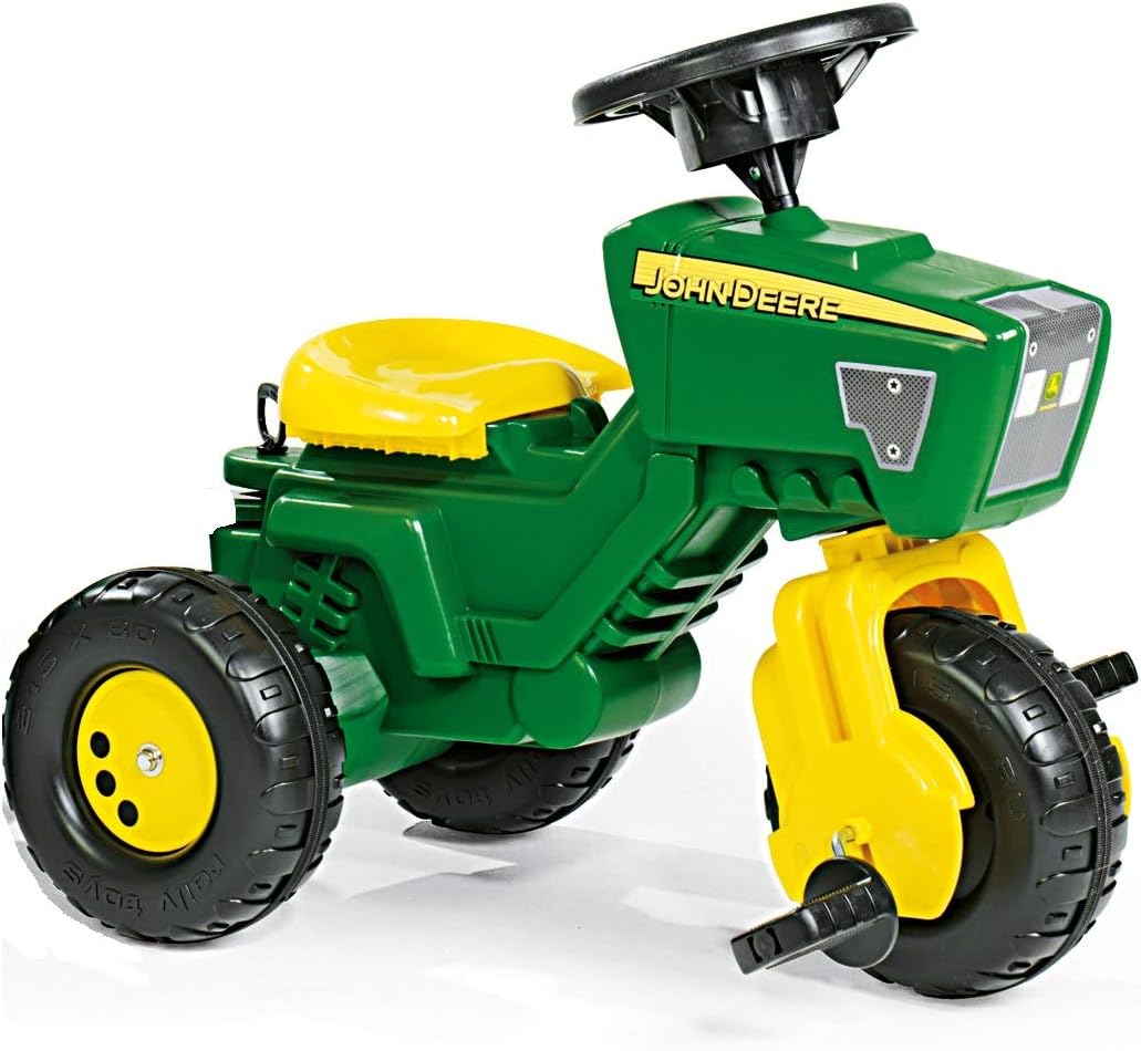 Rolly Toys John Deere 3-Wheel Trac with Trailer Ride On, Green/Yellow (52769)