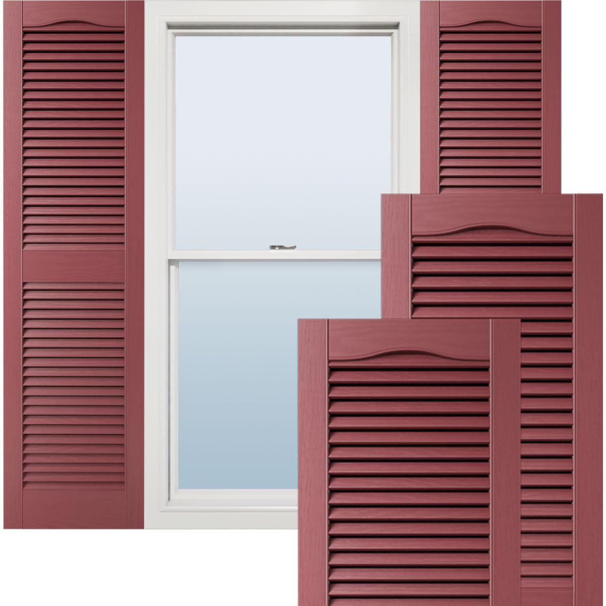 Ekena Millwork Lifetime Vinyl LL1S12X03600BL Standard Cathedral Top Center Mullion, Open Louver Vinyl Shutters, w/Installation Shutter-Lok's & Matching Screws (Per Pair), 12"W x 36"H, Black