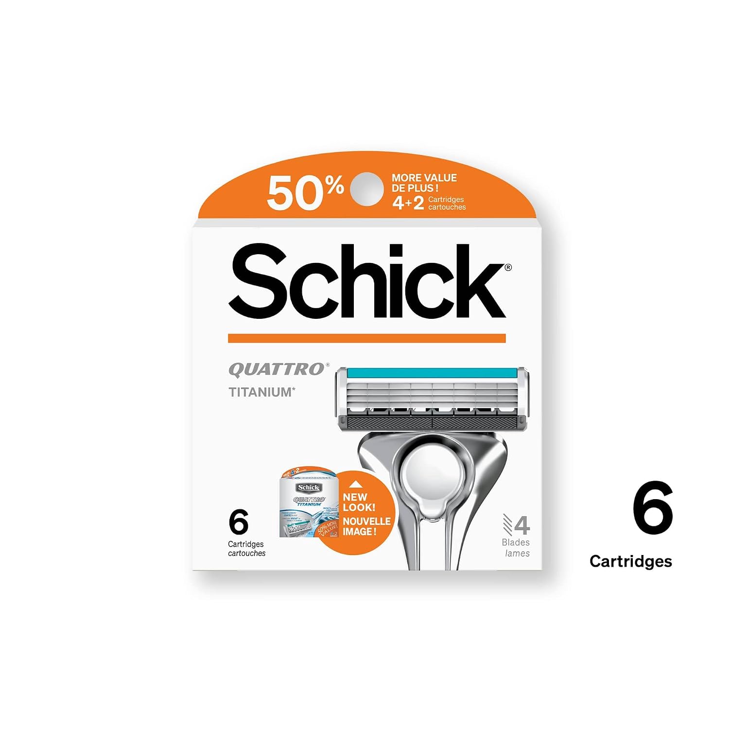 Schick Quattro Titanium Refills — Schick Quattro Refills, Men’s Razor Refills, 6 Count